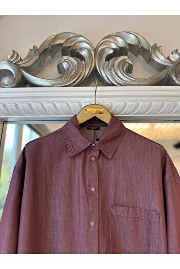 Invee 7163 Thin Denim Shirt - Light Burgundy