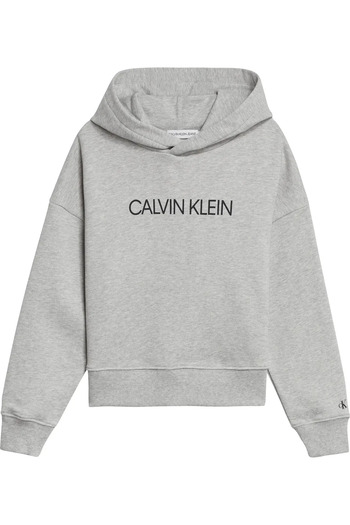 Calvin Klein INSTITUTIONAL CROPPE Kadın Gri Hoodie