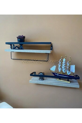 RENK YAPI RÜYASI 2-Piece Wall Shelf Home Decor Shelf 2-Piece Decorative Kitchen Shelf Bookcase