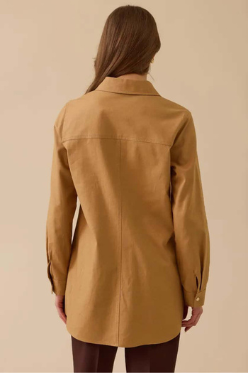 SEÇİL Women's Embroidered Detailed Printed Jacket - Camel