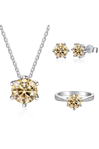 Choice 45cm 6 Light Yellow JoyceJelly Moissanite Jewelry Set With 1CT D Color VVS 3EX moissanite stone pass