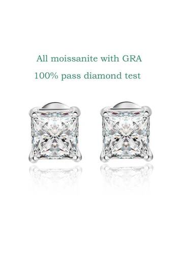 Choice 0.4CT and 0.4CT all moissanite GRA TY Princess Cut 0.4-5CT Moissanite S925 Silver Stud Earrings For