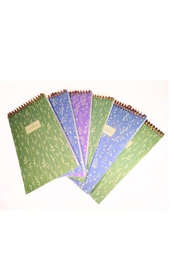 KESKİN COLOR Sharp 10*19 80 sheet striped cardboard cover spiral pastel flora notebook 6-piece set