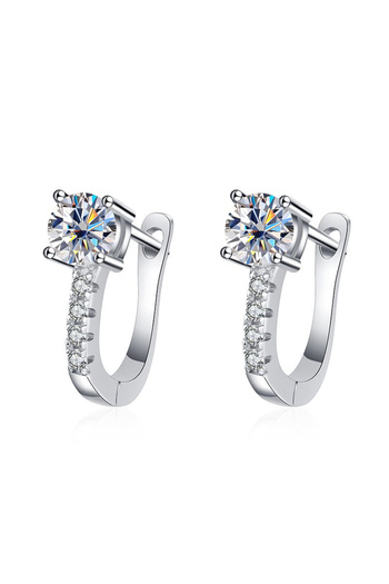 Choice 0.5CTX2 WHITE White Gold Plated 0.5ct Moissanite Hoop Earrings For Women Sparkling Wedding Fine Jewe
