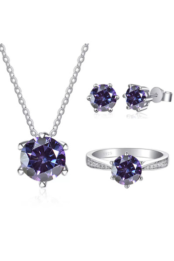 Choice 45cm resizable violet JoyceJelly Moissanite Jewelry Set With 1CT D Color VVS 3EX moissanite stone pa