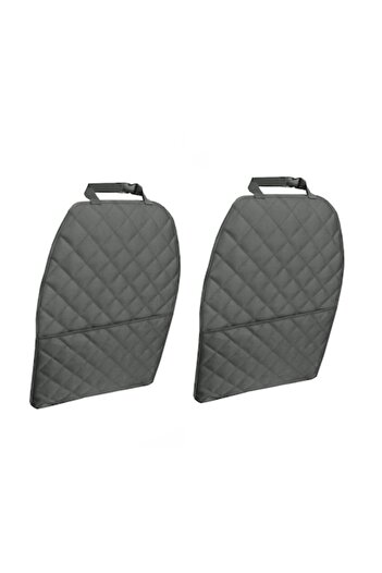 Metru Patrat Set 2 auto quilted universal seat back protectors with organizer pocket, gray,