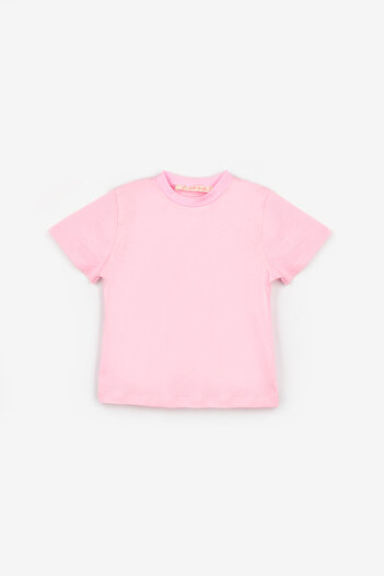 Le Mabelle Pink Combed Cotton Basic Kids T-Shirt