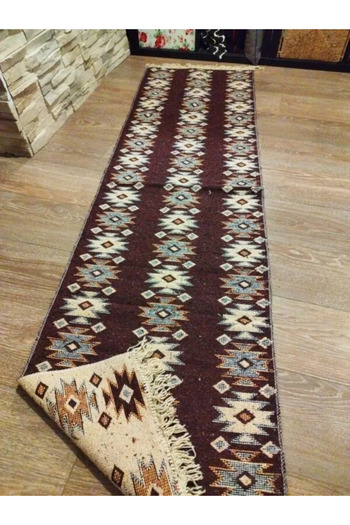 OEM Covor traditional, dimensiunea 60 x 300 cm Maro si crem, model RUSTIC 2