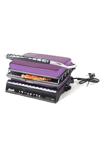 MCreative Dökümix Ultra Plus Organik Demir Döküm Izgara& Tost Makinası Lila Izgara Aparatlı,fırçalı,yağdanlık