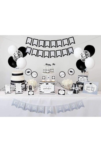Flippy Set of 10 Latex Balloons, Flippy, Party Confetti Pattern, 5 x Confetti, 5 x Black, 25 cm, 2.2g