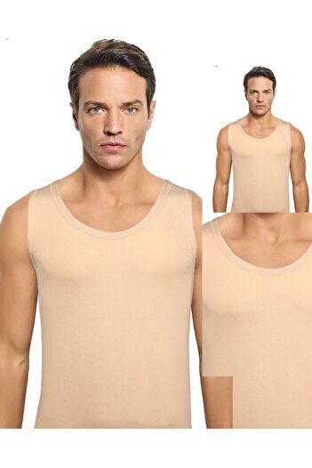 MYS GRUP TEKSTİL Modal 3-Pack Men's Skin Color Invisible Undershirt (Jiber 290)