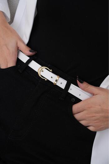 MODAM HİFA 2'Cm Gold Buckle Basic Women's Belt Dress Belt Trouser Belt Classic Belt Jeans Belt Waist Belt