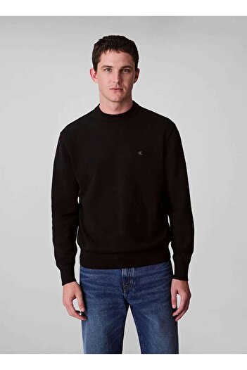 Calvin Klein EU LS COTTON RELAXED CREWNK SWEA Siyah Erkek Kazak
