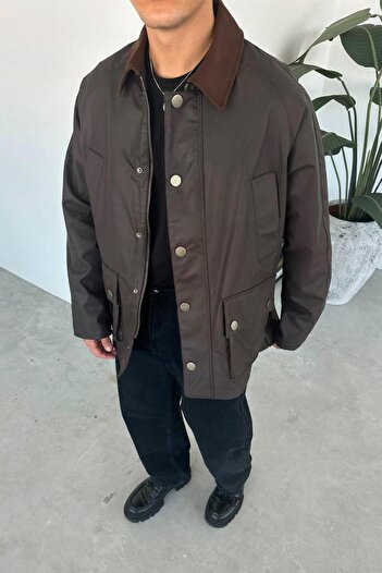 HAFKAGİYİM Μπουφάν Oversize με λεπτομέρεια τσέπης με κορδόνια σε καφέ χρώμα