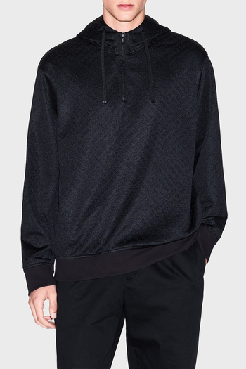 Armani Exchange Cotton Blend Regular Fit Half Zip Hooded Sweat Men's Sweat Xm001355 Af1