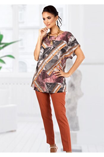 AD Fashion Loose-fitting blouse with multicolor print 03B2052i2052 - 52 EU