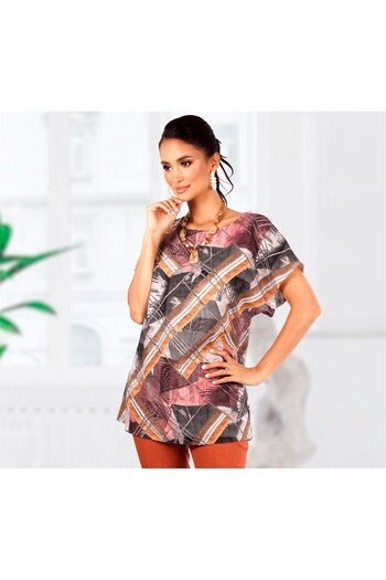AD Fashion Loose-fitting blouse with multicolor print 03B2052i2052 - 52 EU