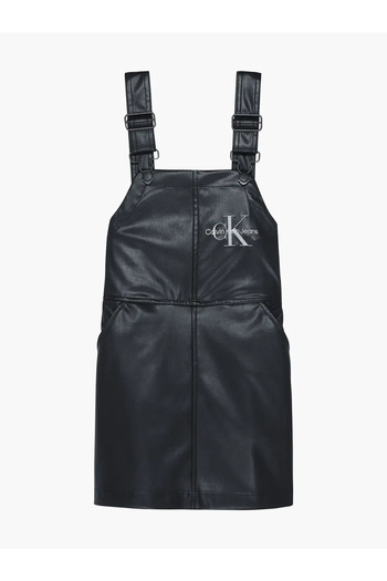 Calvin Klein PU LEATHER DUNGAREE Kadın Siyah Elbise