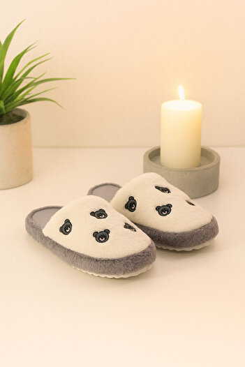 Behtah Kundura Women's House Slippers Plush Panda Figured Slippers Dowry and Bundle Slippers Do Not Make Noise Thick Sole