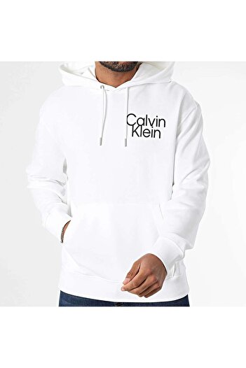 Calvin Klein LS EU 350TERRY SP CALVIN GRAPHIC Beyaz Erkek Sweatshirt