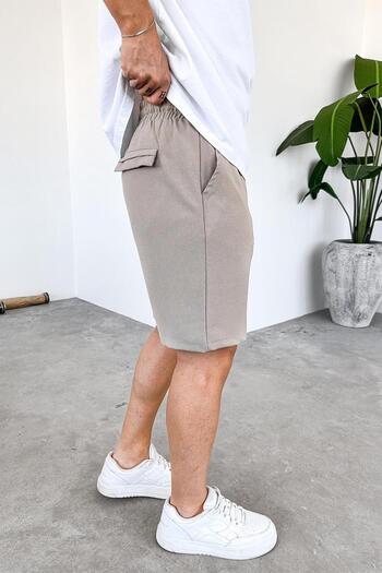 HAFKAGİYİM Cream basic fabric premium relaxed shorts