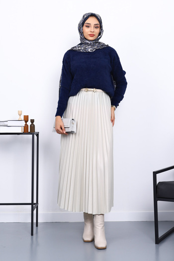 İmajButik Navy Blue Crew Neck Soft Knit Sweater