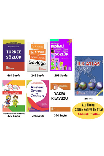 uzaktangelir Economic Primary School Dictionary and Ata First Atlas Set (6 Dictionaries 1 Atlas)
