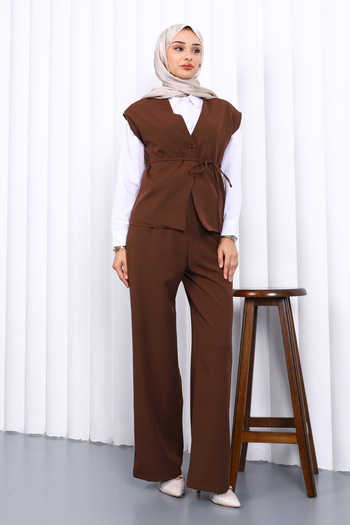 İmajButik Brown Vest Trousers Double Set