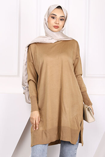 İmajButik Biscuit Mercerized Casual Knitwear Tunic