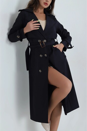 Viondor Women's Regular Double Breasted Collar Buttoned Belted Long Trench Coat 5711045