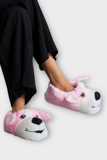 Liger Unisex Cute Dog Figured Non-Slip and Soundless Sole Home Slippers Pudra
