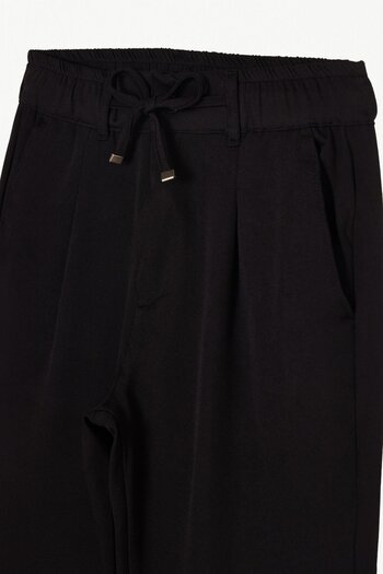 Tudors Men's Slim Fit Slim Fit Elastic Lace-Up Detailed Black Trousers