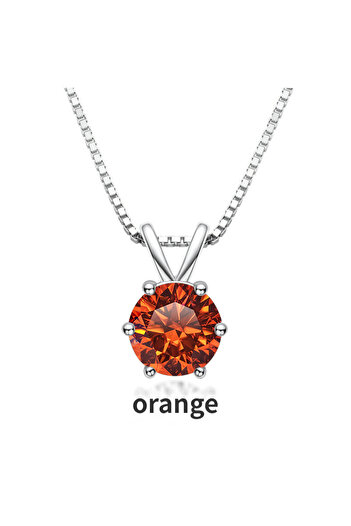 Choice orange-1ct JoyceJelly Real 1ct Moissanite Pendant Necklaces Trendy 925 Sterling Silver Clavicle Chai