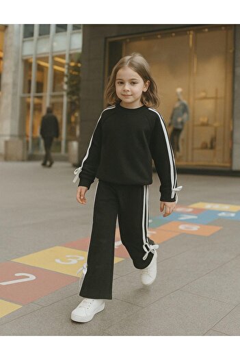 Taymini Kids Kurdele Aksesuarlı Sweet Eşofman Kız Çocuk Takım