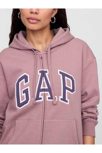 GAP Kadın Pembe Logo Fleece Fermuarlı Sweatshirt