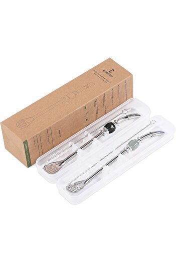 CUOPRU Yerba Mate Bombillas Set - Included Mate Gourd Stainless Steel Straws with Straw Case, Remova