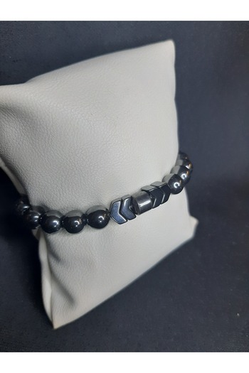MRYart Metallic Smoked Natural Stone Hematite Stone Bracelet Unisex Stylish Design