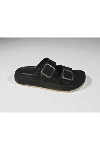 Polero Women's Poly Sole Double Buckle Stone Detail Orthopedic Comfortable Slippers