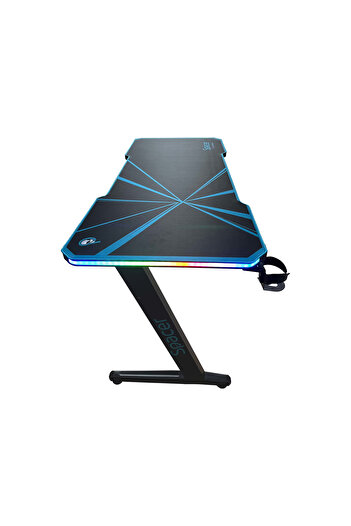 Spacer gaming desk, 140 x 60 cm, MDF top covered in carbon fiber texture, adjustable legs, RGB