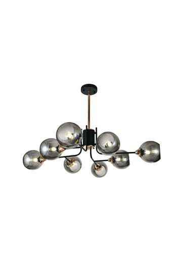 RFAN Chandelier, Model N6802-8, With Lampshades, 8 X E27, Black