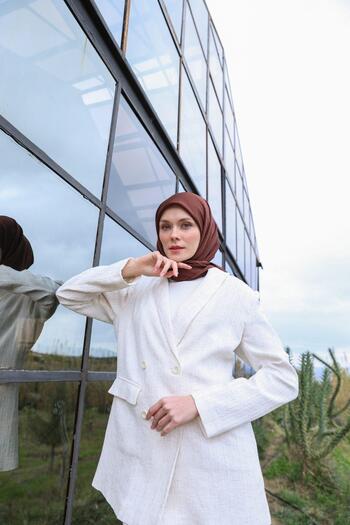 İpekhan Celina Jacquard Brown Scarf - 9902-02