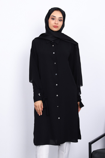 İmajButik Black Sleeve Laced Tunic