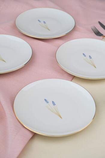 tabakevi Tabak Evi Porcelain Natura Lavender Gold Gilded Cake Plate 20,50cm Set of 4
