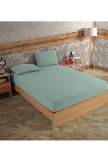destinyhometex 100% Cotton 2-Layer Muslin Fitted Sheet and 2 Pillowcases / Single - Double - King Size