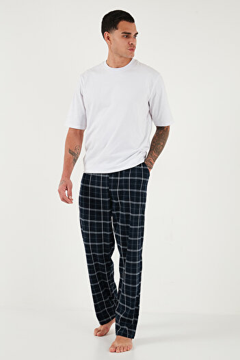 Buratti Cotton Regular Fit Regular Waist Straight Leg Pajama Bottoms with Pockets Men's Pajama Bottoms 6574003
