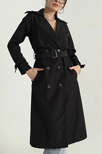Viondor Women's Regular Double Breasted Collar Buttoned Belted Long Trench Coat 5711045