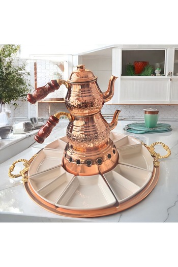 BM NUR Breakfast Set with Copper Teapot and Presentation Tray for 4 People