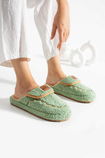 Behtah Kundura Women's Patterned Postpartum Non-Slip Lightweight Sole House Slippers Furry Slippers Dowry Bundle