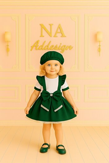 NA ADDESIGN Girl's Snapback Strap Salopet Set with Elastic Cap (9 Color Options)