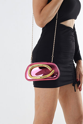 By EDUU Micky Model Fuchsia Evening Dress Bag with Strap and Handle